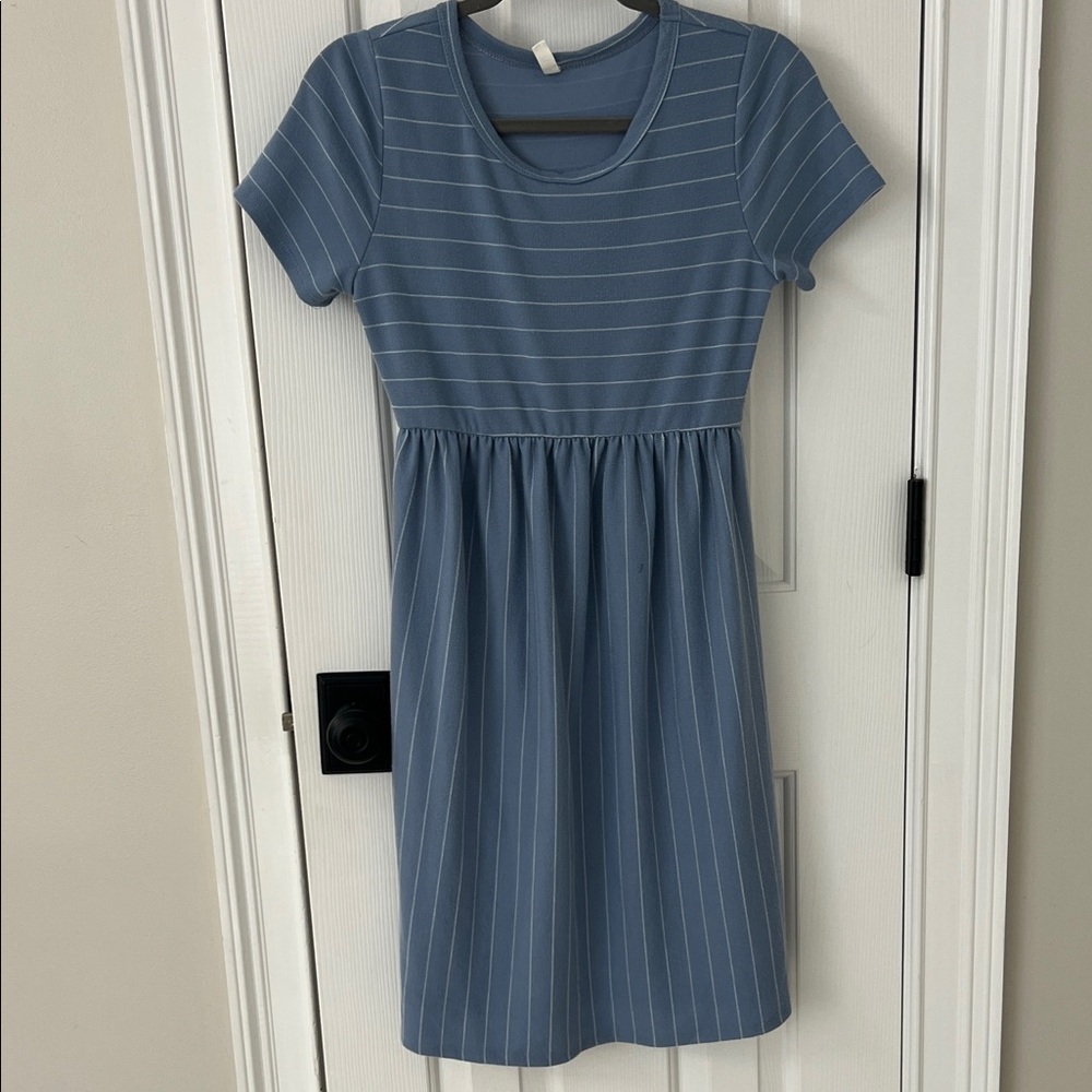 Pinkblush Slate Blue Striped Midi Dress